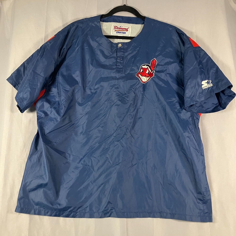 Starter Cleveland Indians Men's‎ Large Blue Short Sleeve Pullover Jacket